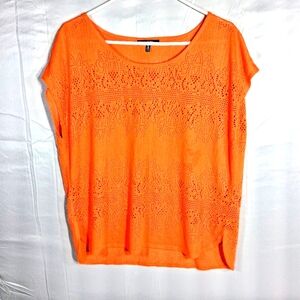 Chaus Sport Medium Bright Orange Sleeveless Summertime Beach Eyelet Blouse